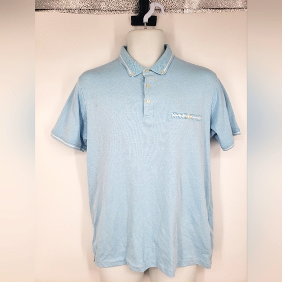 Denim & Flower Shirts Men's Large Polo Light Blue - Picture 1 of 6